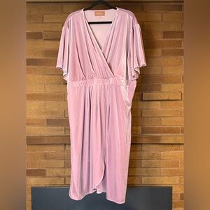 JessaKae Pink Velour Wrap Dress